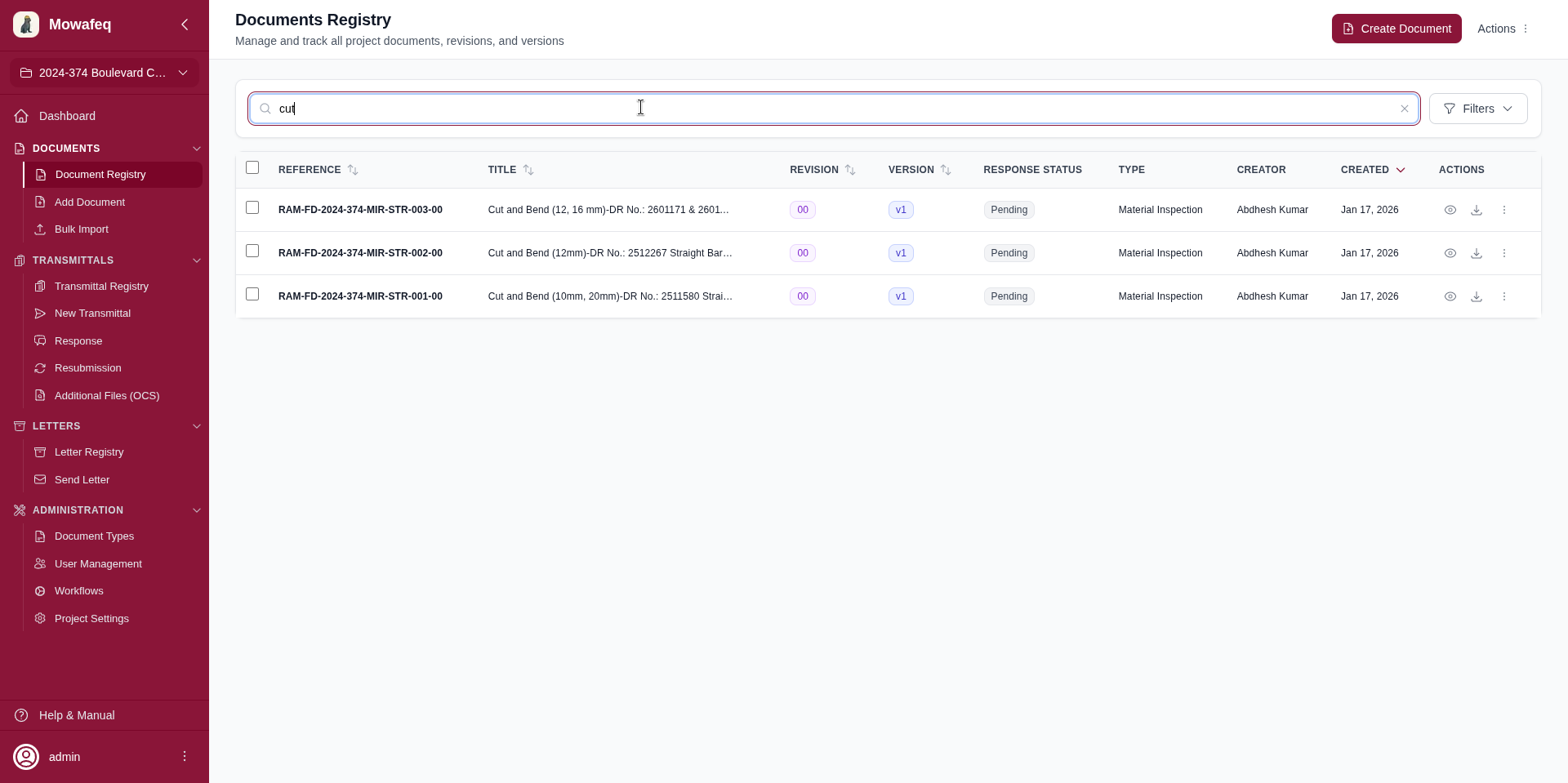 Document search with filtered results