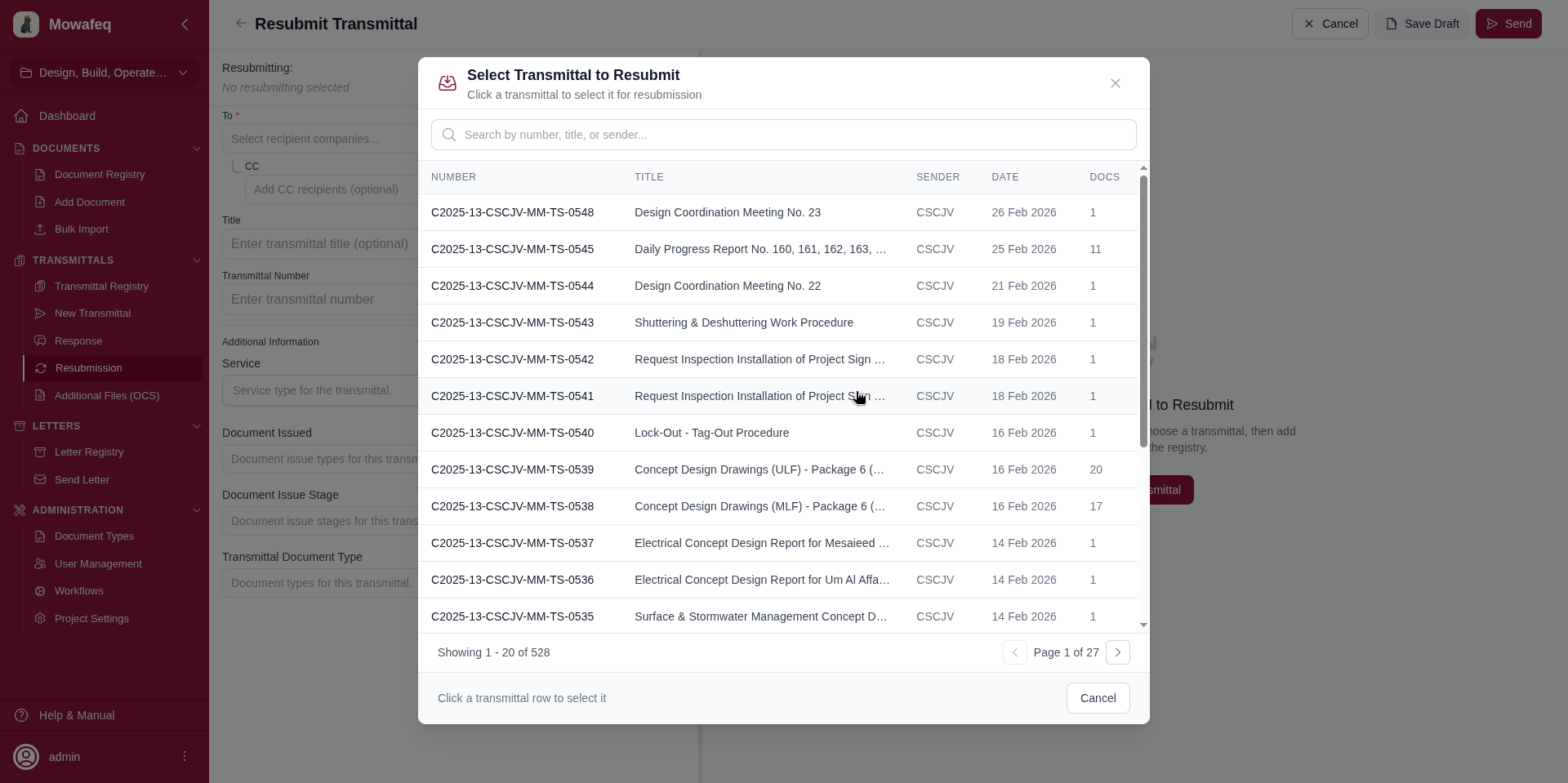 Resubmission creation form