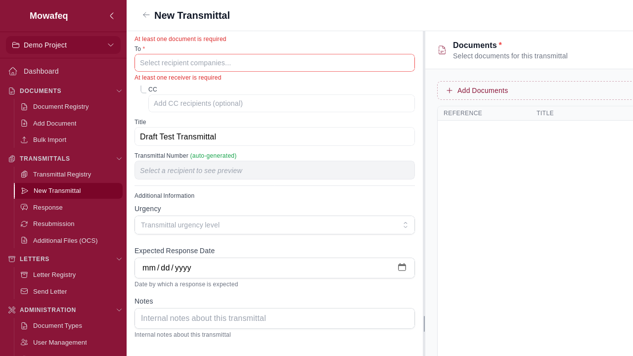 Draft transmittal with DRAFT banner