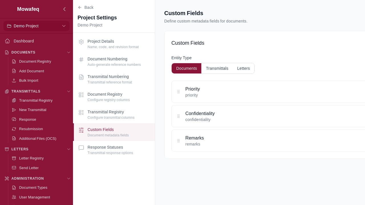 Custom Fields section